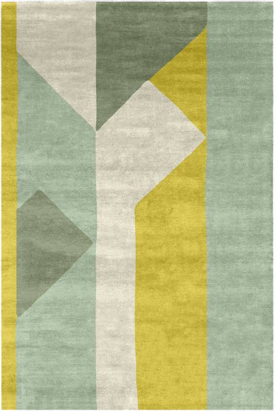 Judy Ross Hand-Knotted Custom Wool Perspective Rug cream/celery/spring green/yellow
